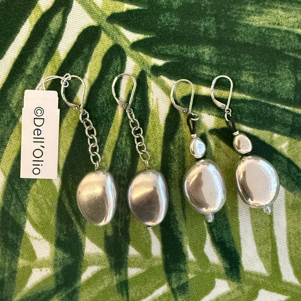 Silver Beaded Earrings Set